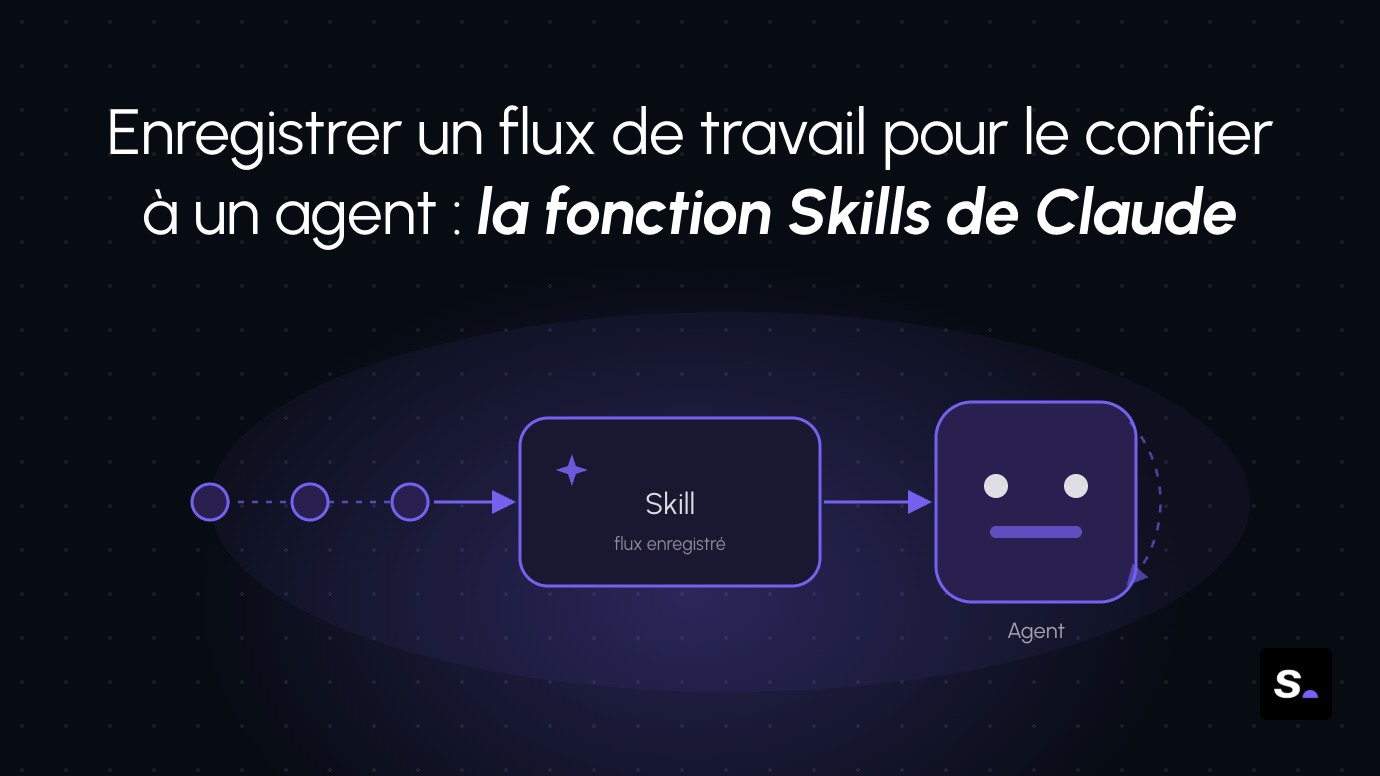 Vue d'un agent IA reproduisant une séquence de saisie dans un navigateur à partir d'une démonstration enregistrée dans Claude Skills