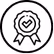Ribbon award with a heart and checkmark symbol in the center.