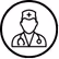 Icon of a healthcare professional wearing a stethoscope around the neck.