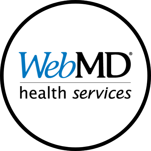 WebMD logo with the text 'WebMD' in blue and black and 'health services' below a horizontal line.