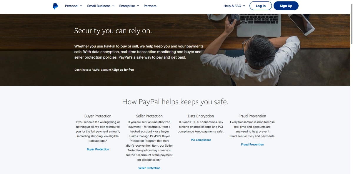 9 Proven Strategies to Build Customer Trust for Fintech Companies: Paypal Security page