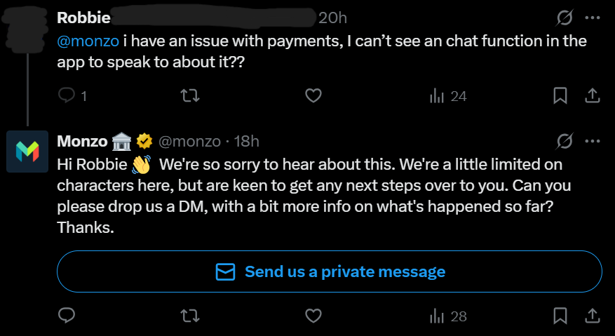 9 Proven Strategies to Build Customer Trust for Fintech Companies: Monzo customer service on X