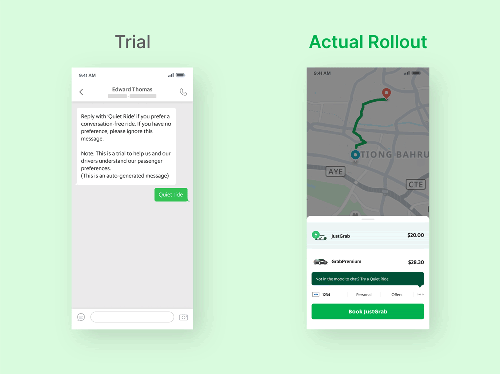 Super App UX: Grab's Quiet Ride Feature