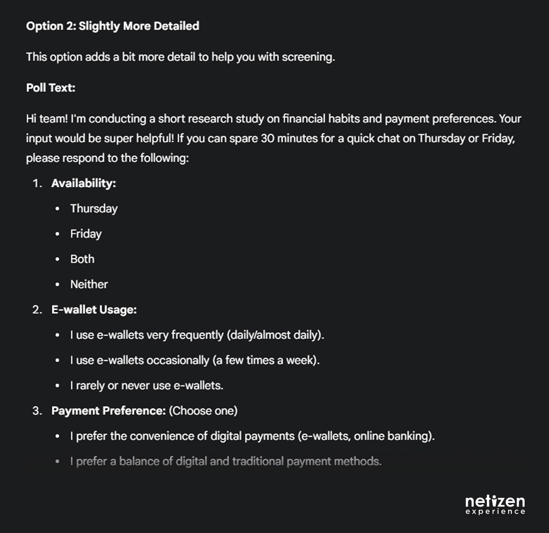 AI In UX Research: Slightly more detailed option for invitation message