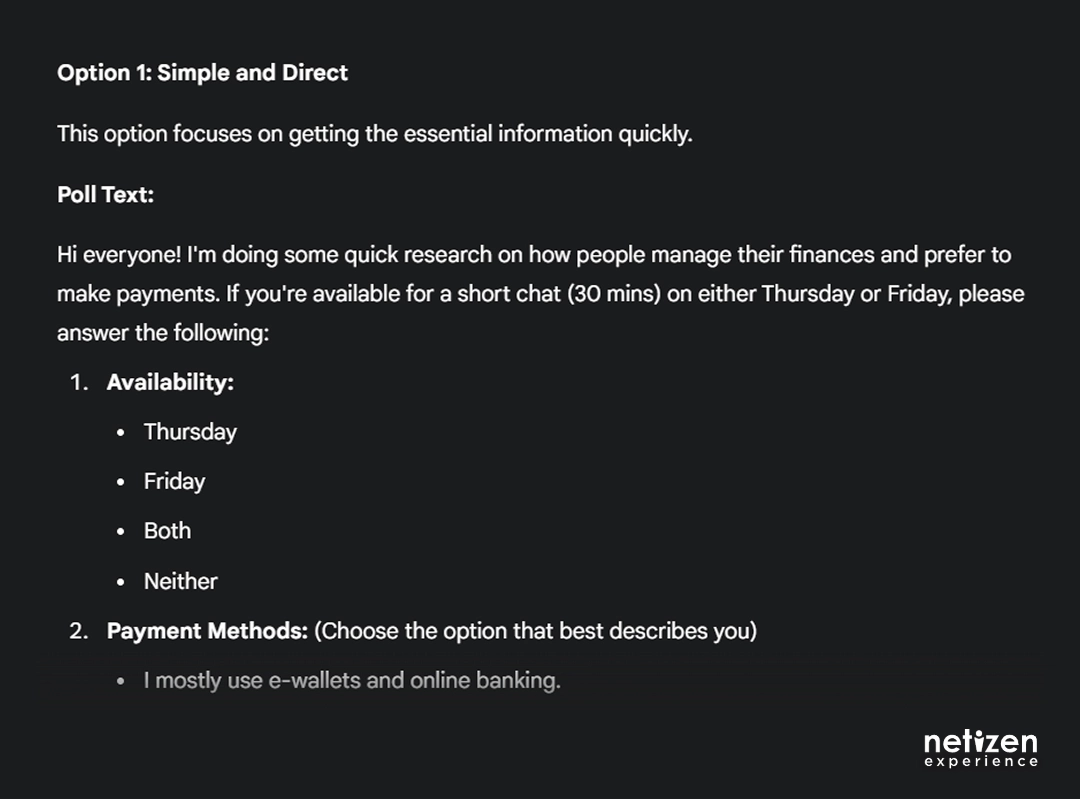 AI In UX Research: Simple and Direct prompt for invitation message