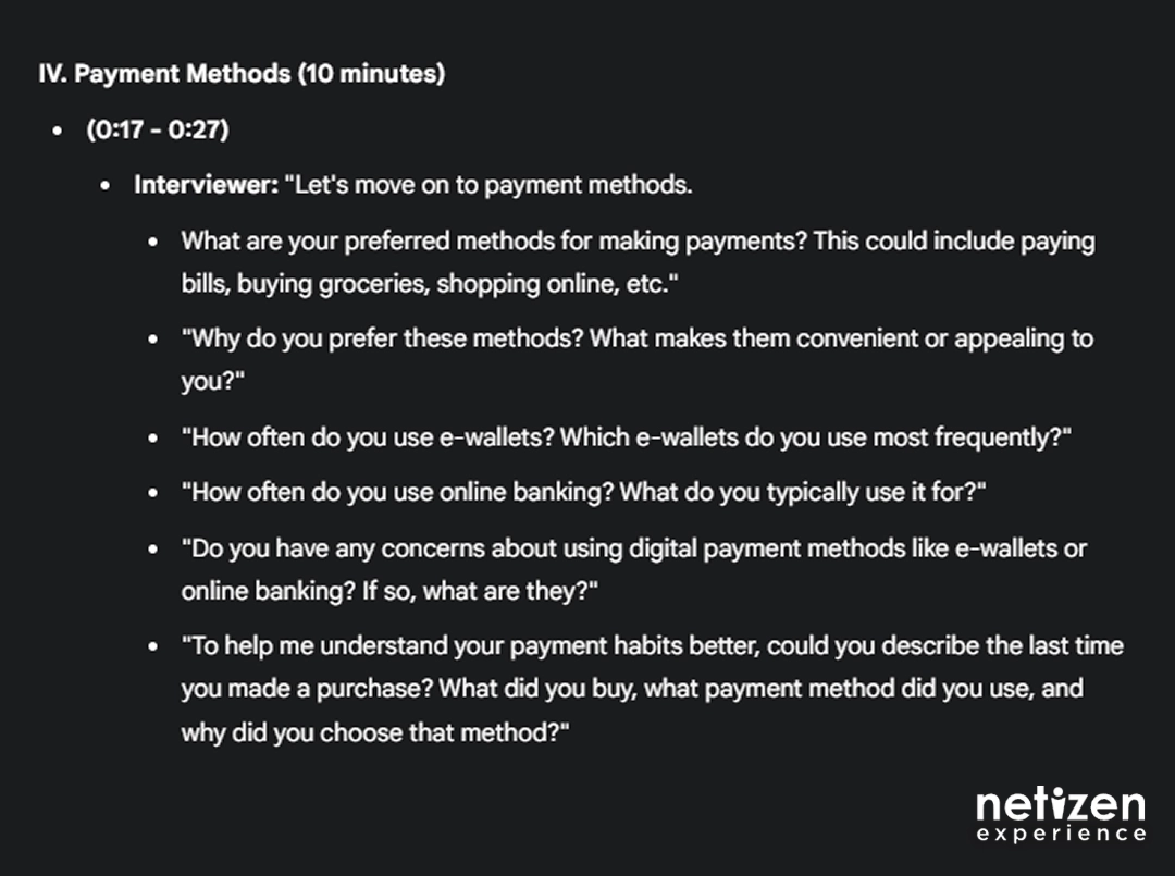 AI In UX Research: Gemini's first draft of a user interview plan