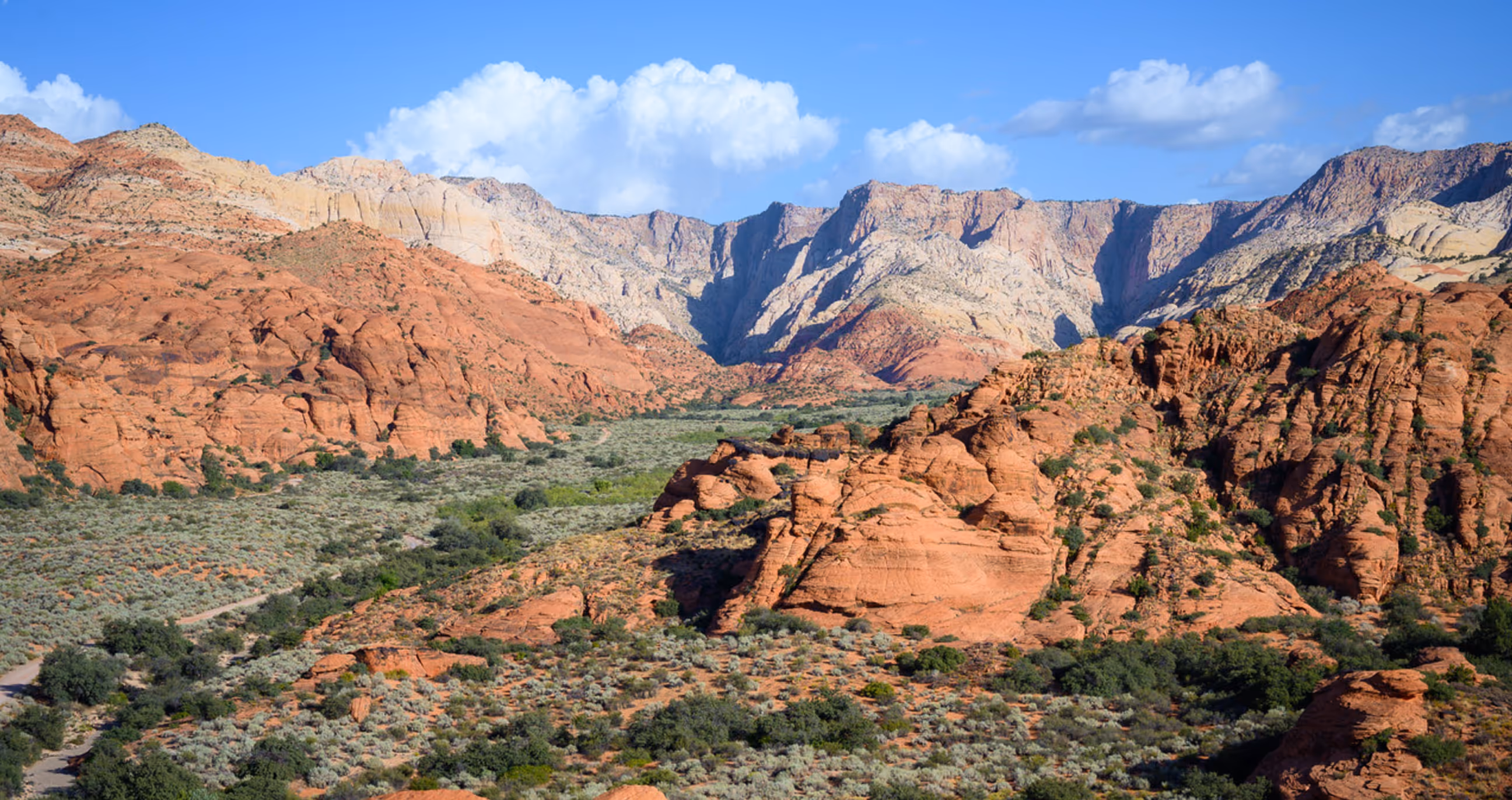 Scenic view of red rock mountains and desert landscape under a blue sky representing a cleaner and sustainable world.