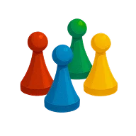 A icon of four ludo pieces grouped together