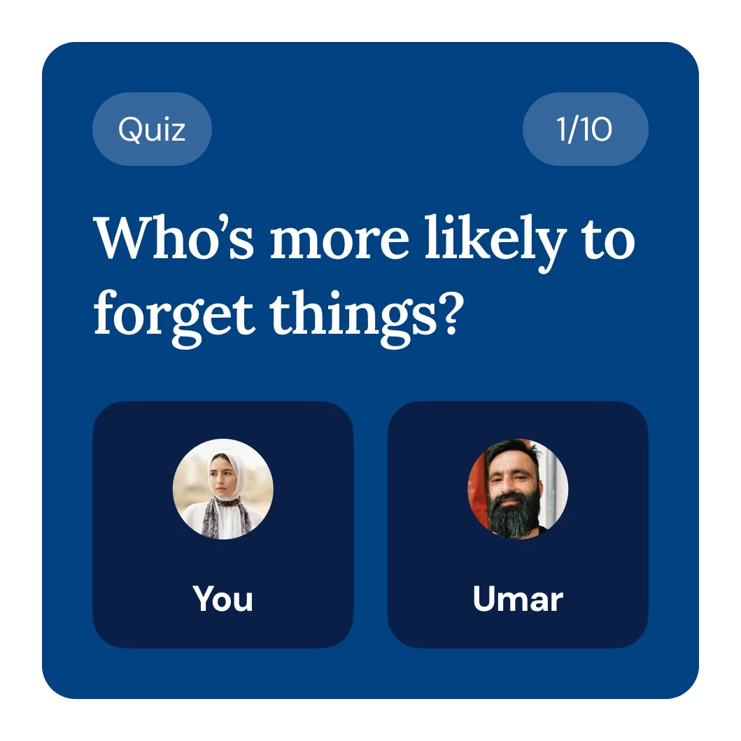 A image of a quiz question showing two answers.