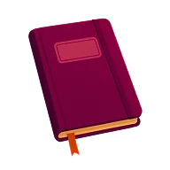 A icon of a journal with a bookmark.