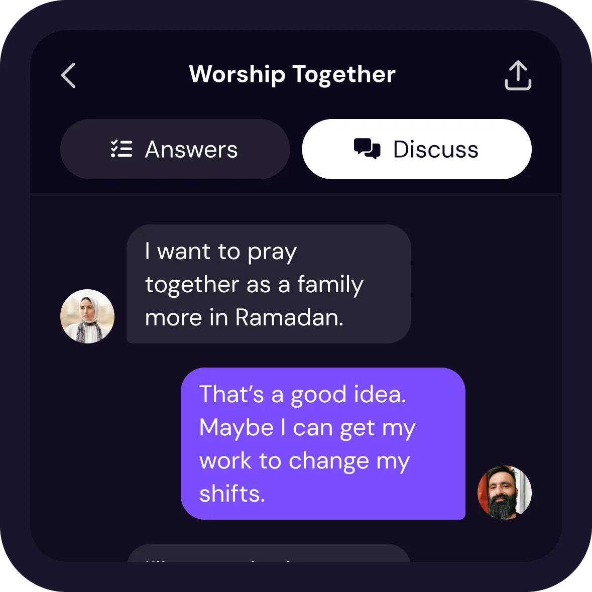 A image showing message bubbles in a chat.