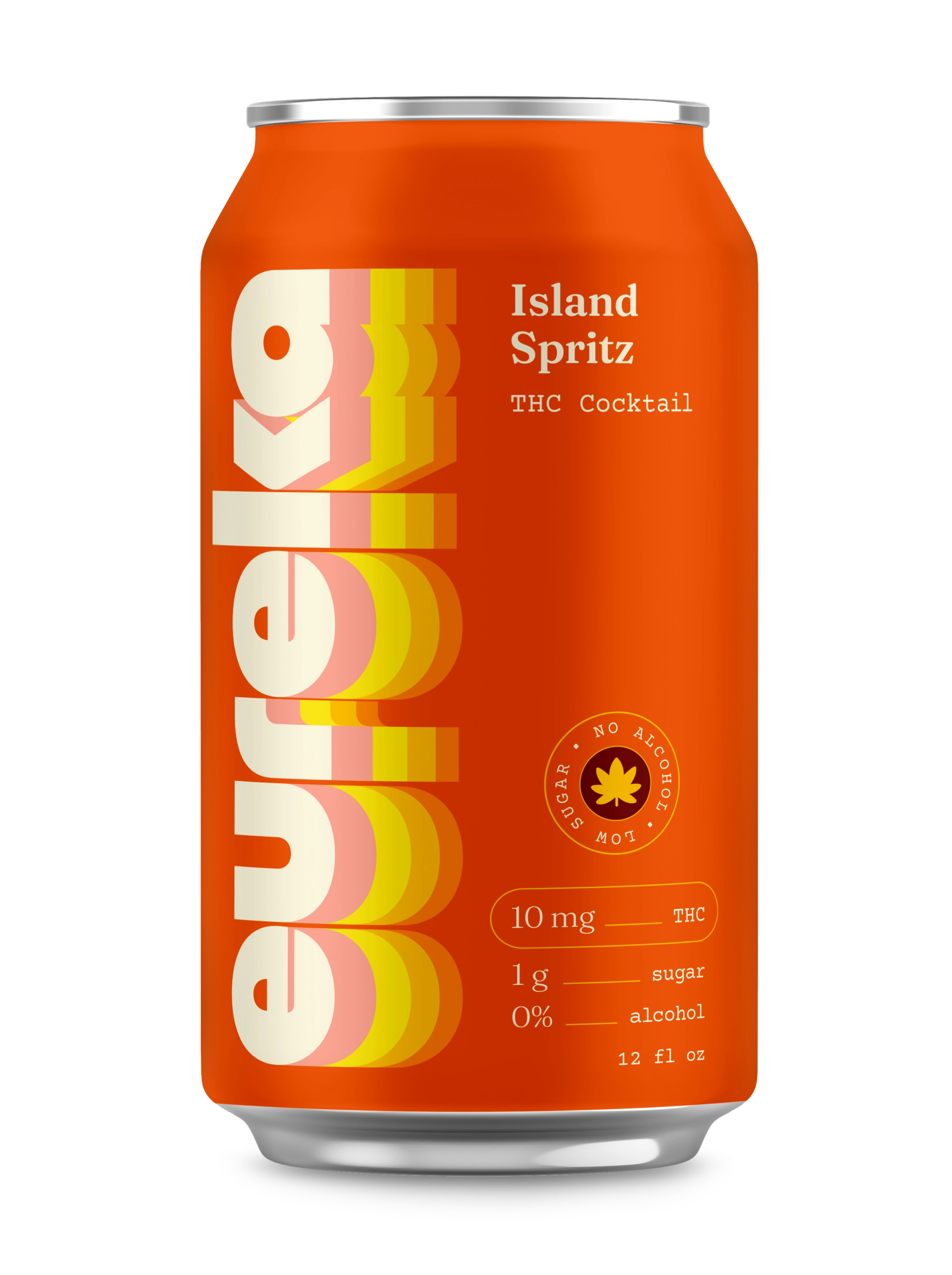 A can of Eureka THC Cocktail, with 10mg of THC and the flavor of Island Spritz