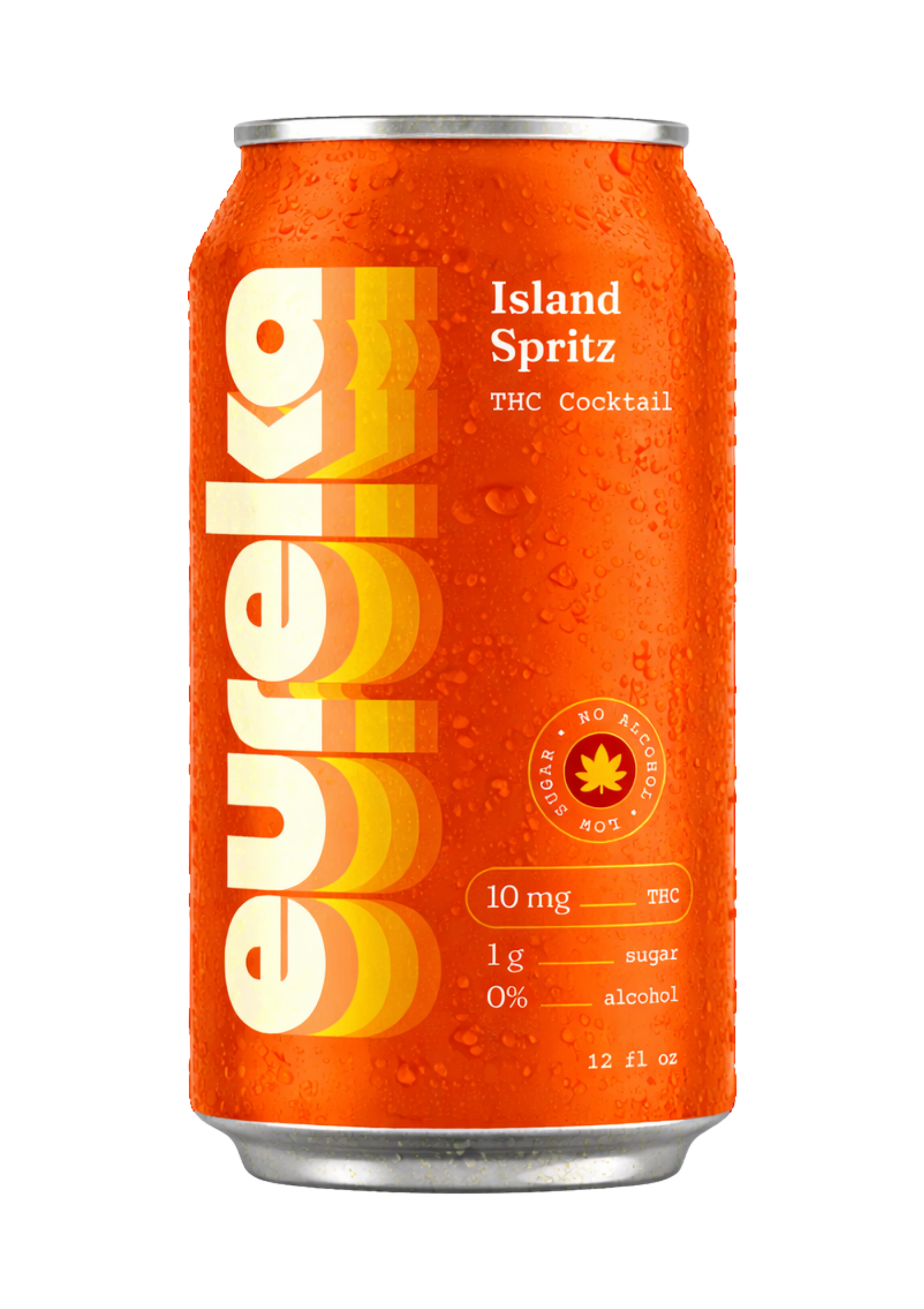 A can of Eureka THC Cocktail, with 10mg of THC and the flavor of Island Spritz