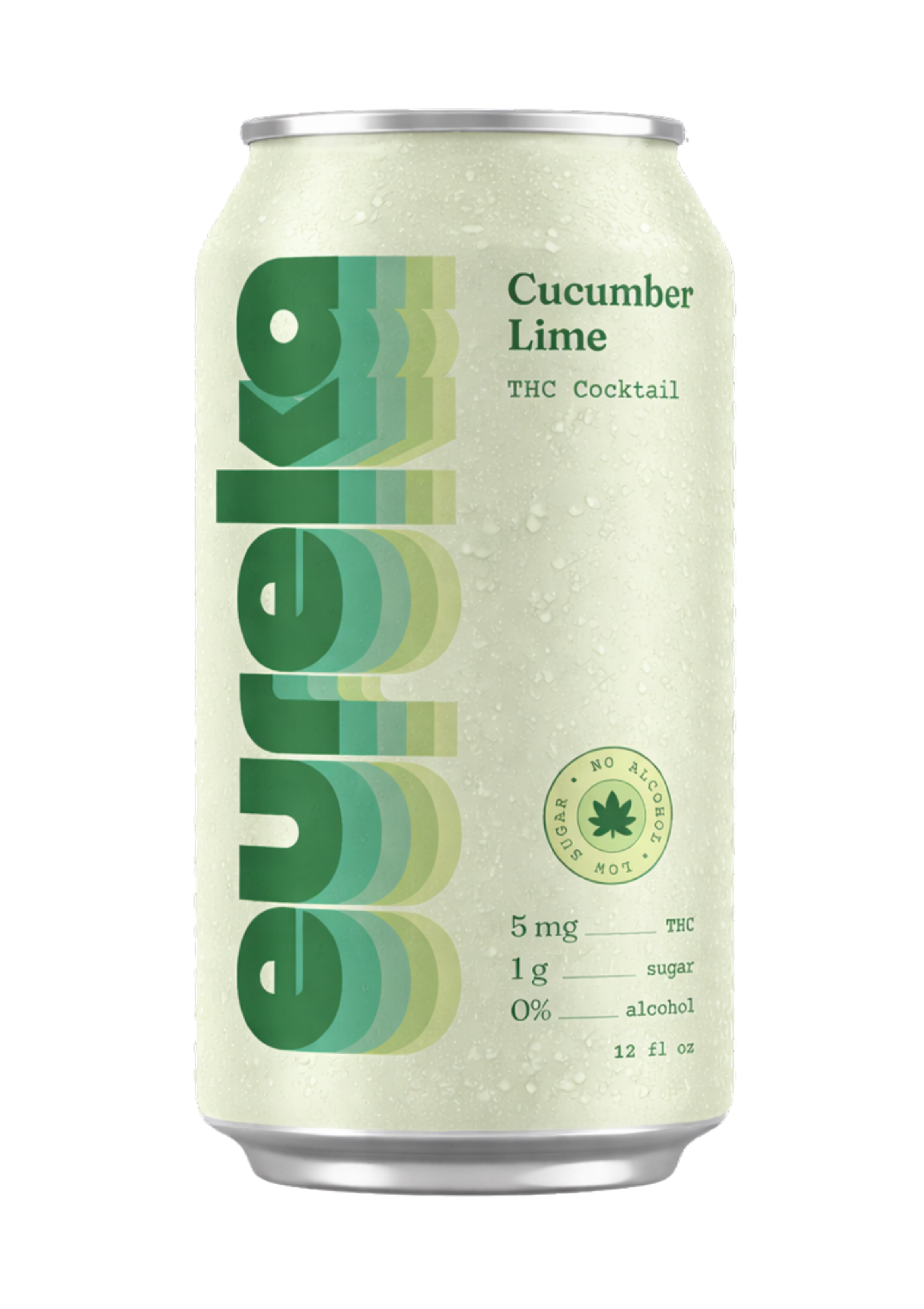 A can of Eureka THC Cocktail, with 5mg of THC and the flavor of Cucumber Lime