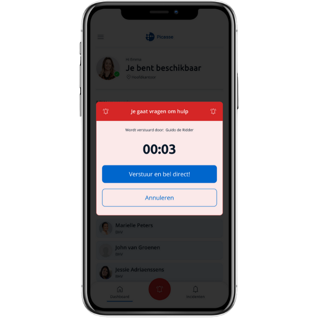 Conference call met crisisteam in crisismanagement app
