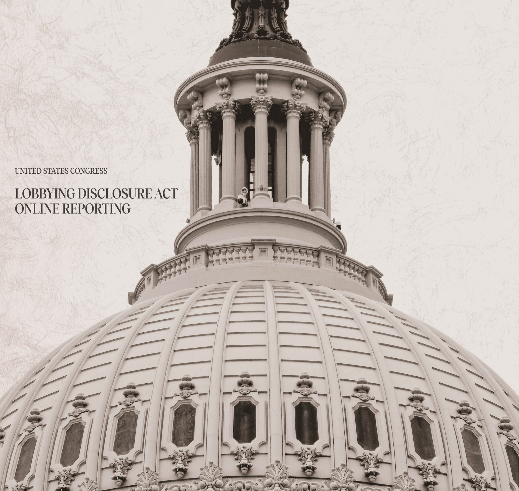 United States Capitol dome in sepia tones