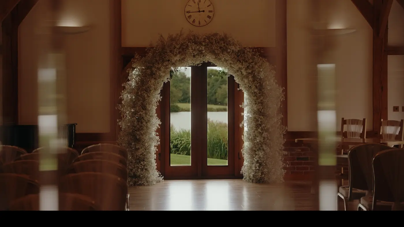 Empty ceremony room space at Sandhole Oak Barn
