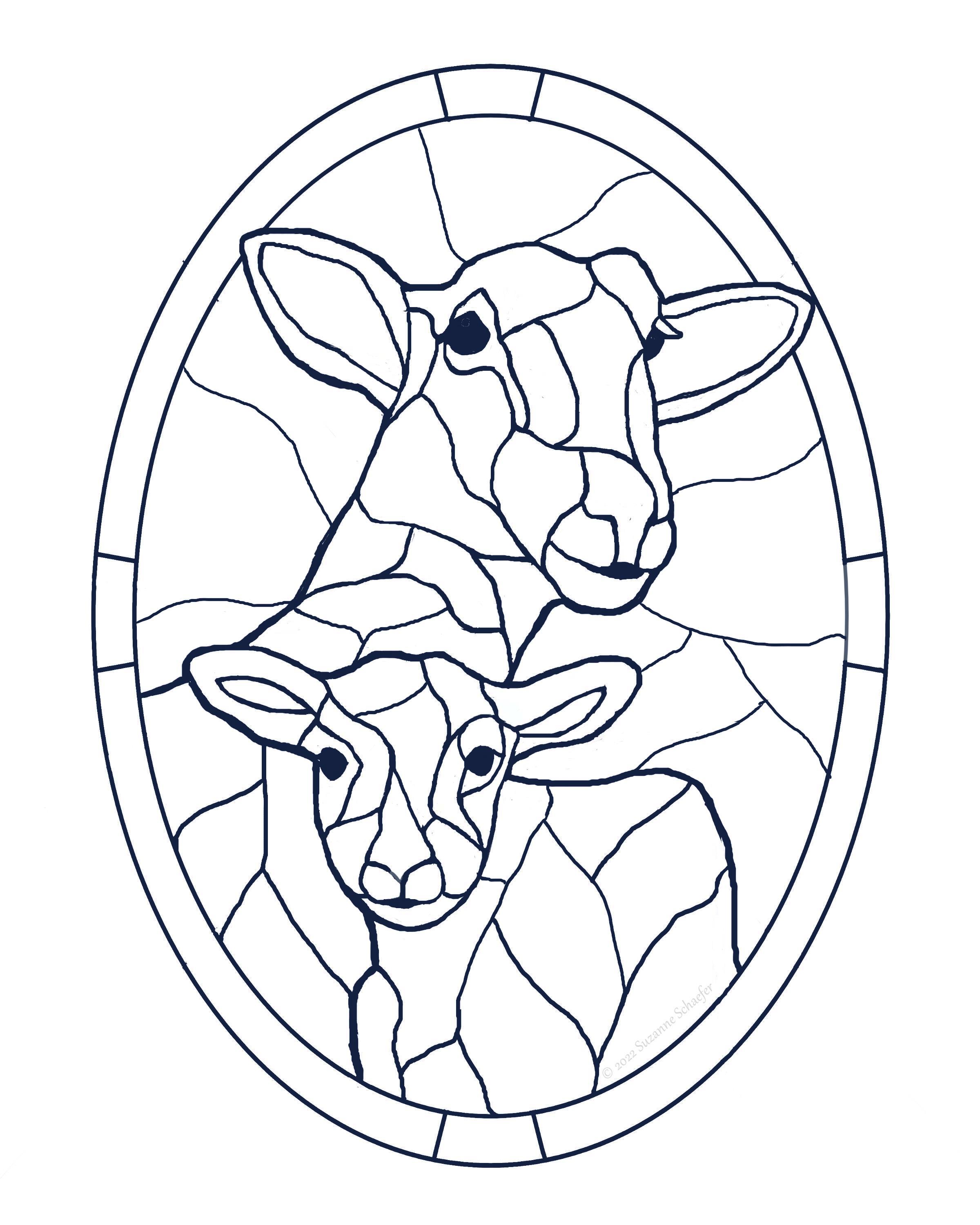 Tiffany style stained glass lamb oval window panel