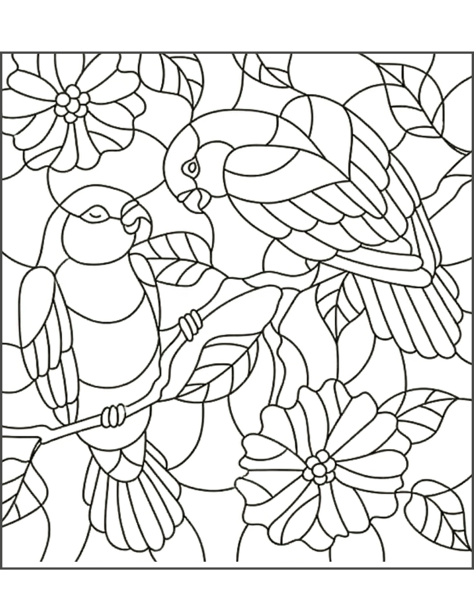 Tiffany style stained glass birds window panel