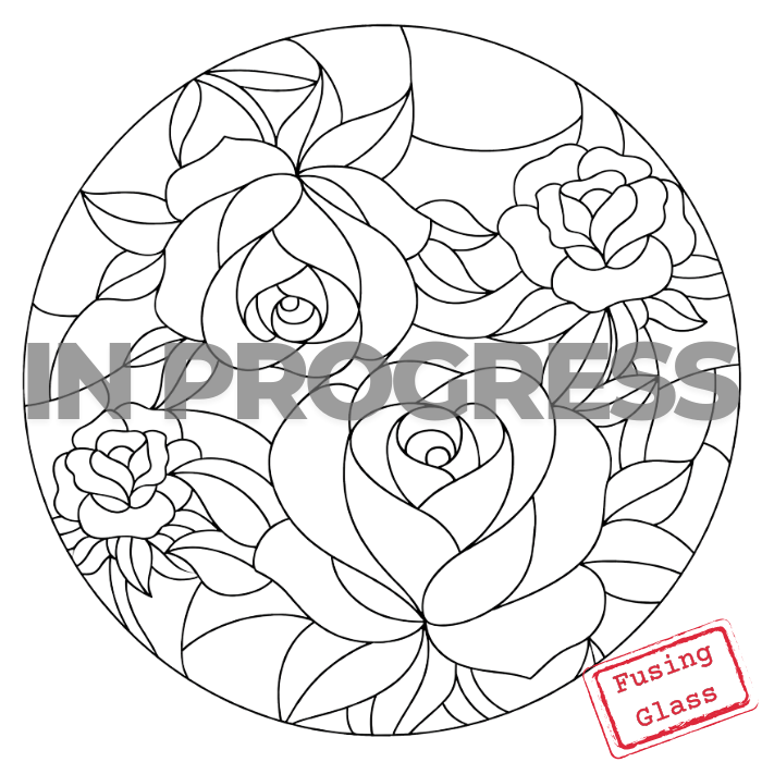 Fused glass decorative roses wall panel round design