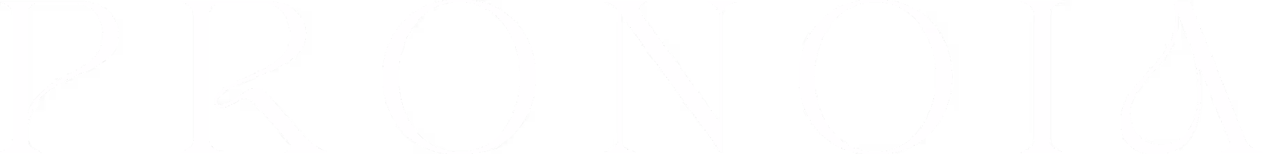 The word PRONOIA in an elegant, stylized white serif font on a transparent background.