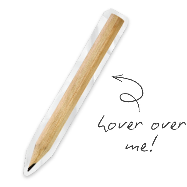 Sticker-style icon of a sharpened, unpainted wooden pencil angled diagonally.