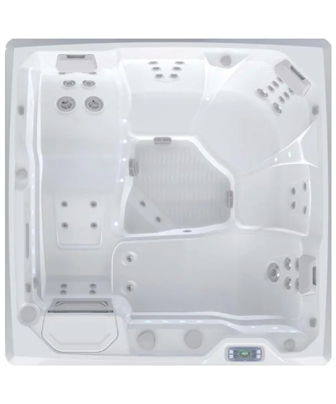 Weißer HotSpring Limelight FLAIR DL Whirlpool von oben mit zwei Liegeflächen und Massagedüsen