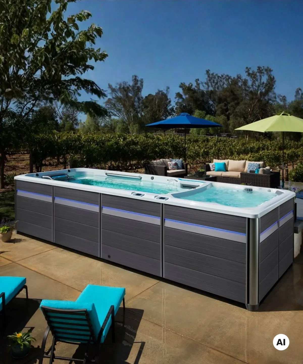 Endless Pools® E2000™ bei spaPRO: Dual-Temp Swim Spa mit separaten Zonen für Sport und Wellness.