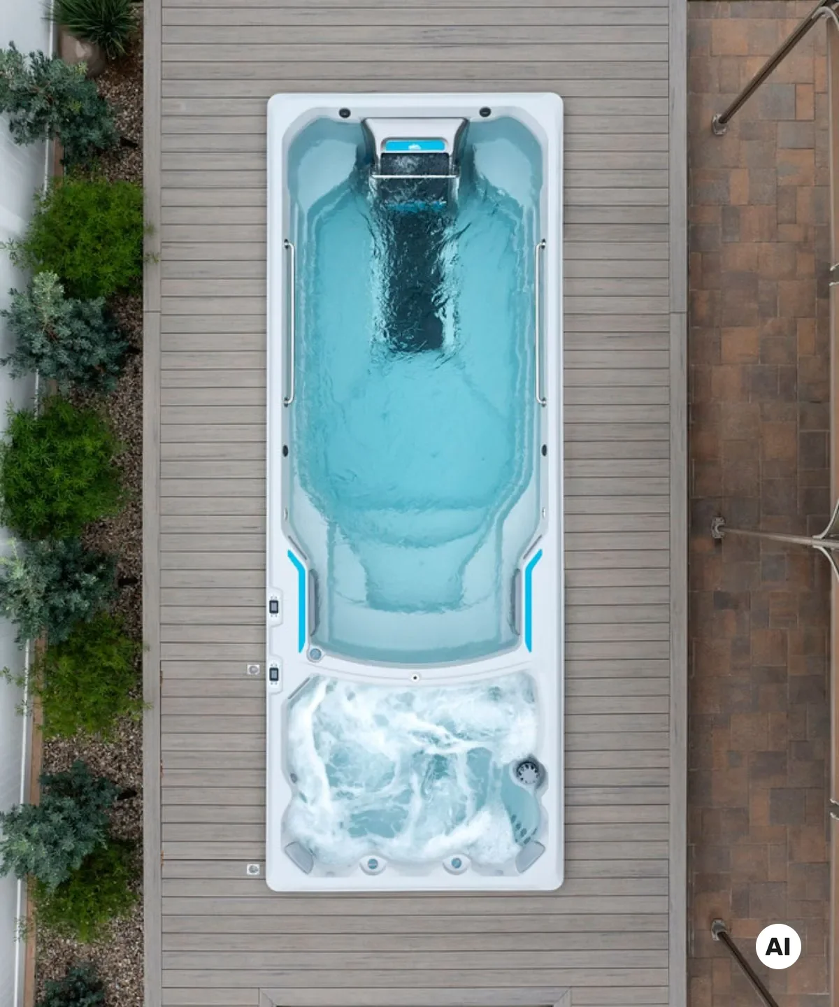 Die Aufnahme von Oben: Endless Pools® E2000™ Fitness-System mit starker Gegenstromanlage.