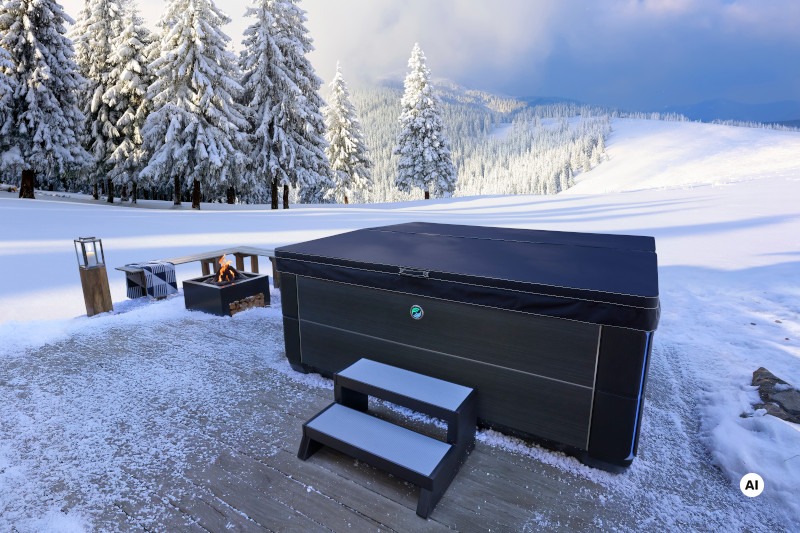 Whirlpool in schwarz der im Schnee steht