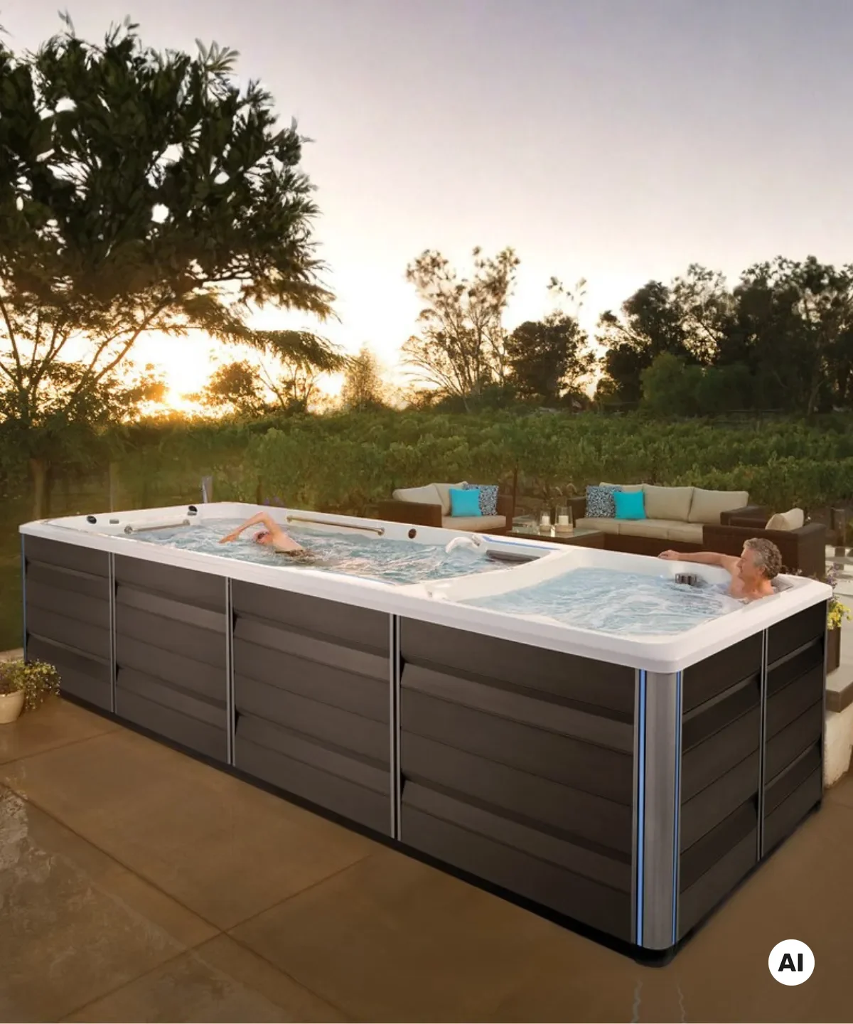 Endless Pools® X2000™ Dual-Temp: Kombinierter Schwimm- und Whirlpool für die ganze Familie.