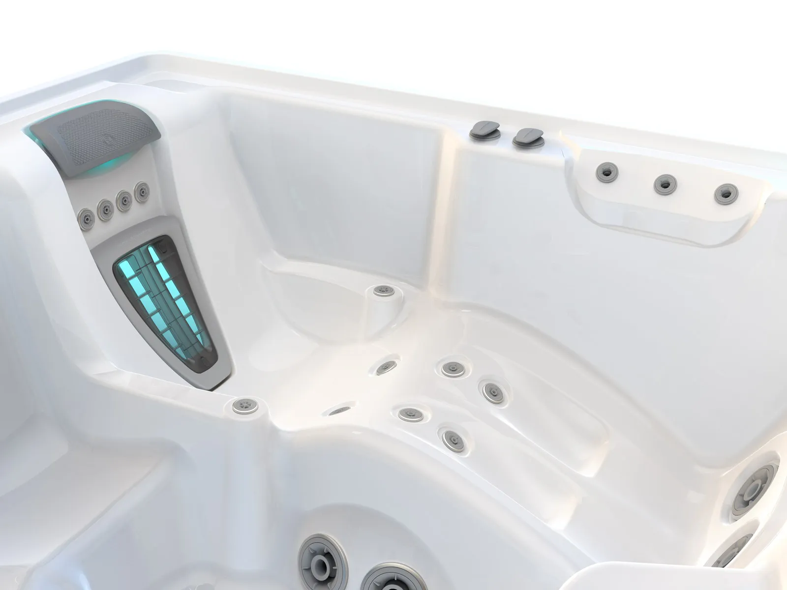 Nahaufnahme eines Whirlpool-Innenbereichs mit Massagedüsen