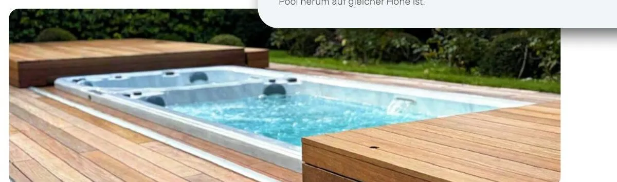 WaluDeck mobile Terrasse als Abdeckung für einen eingelassenen Swimspa mit Holzverkleidung