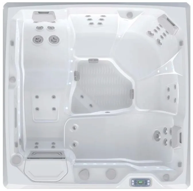 Weißer HotSpring Limelight FLAIR DL Whirlpool von oben mit zwei Liegeflächen und Massagedüsen