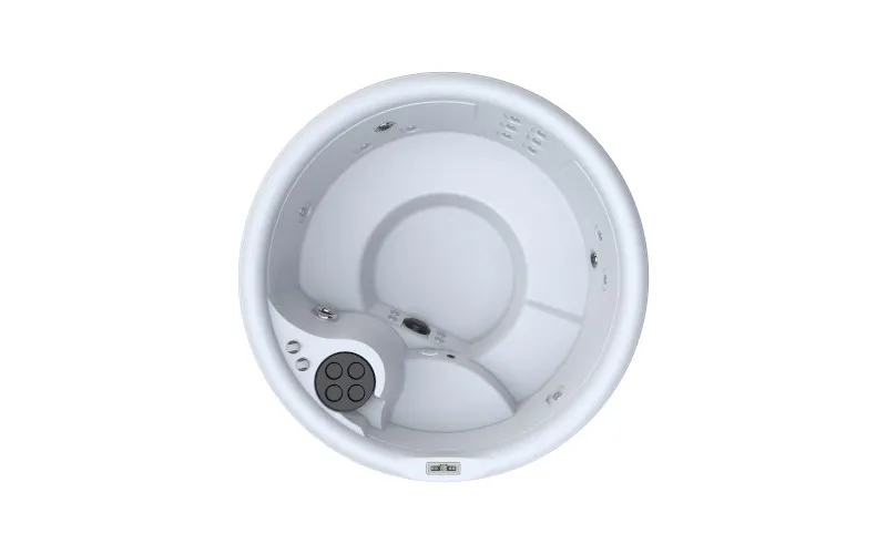 Whirlpool HotSpring Aptos mit runder Innenansicht und Steuerungselementen für ein entspannendes Badeerlebnis.