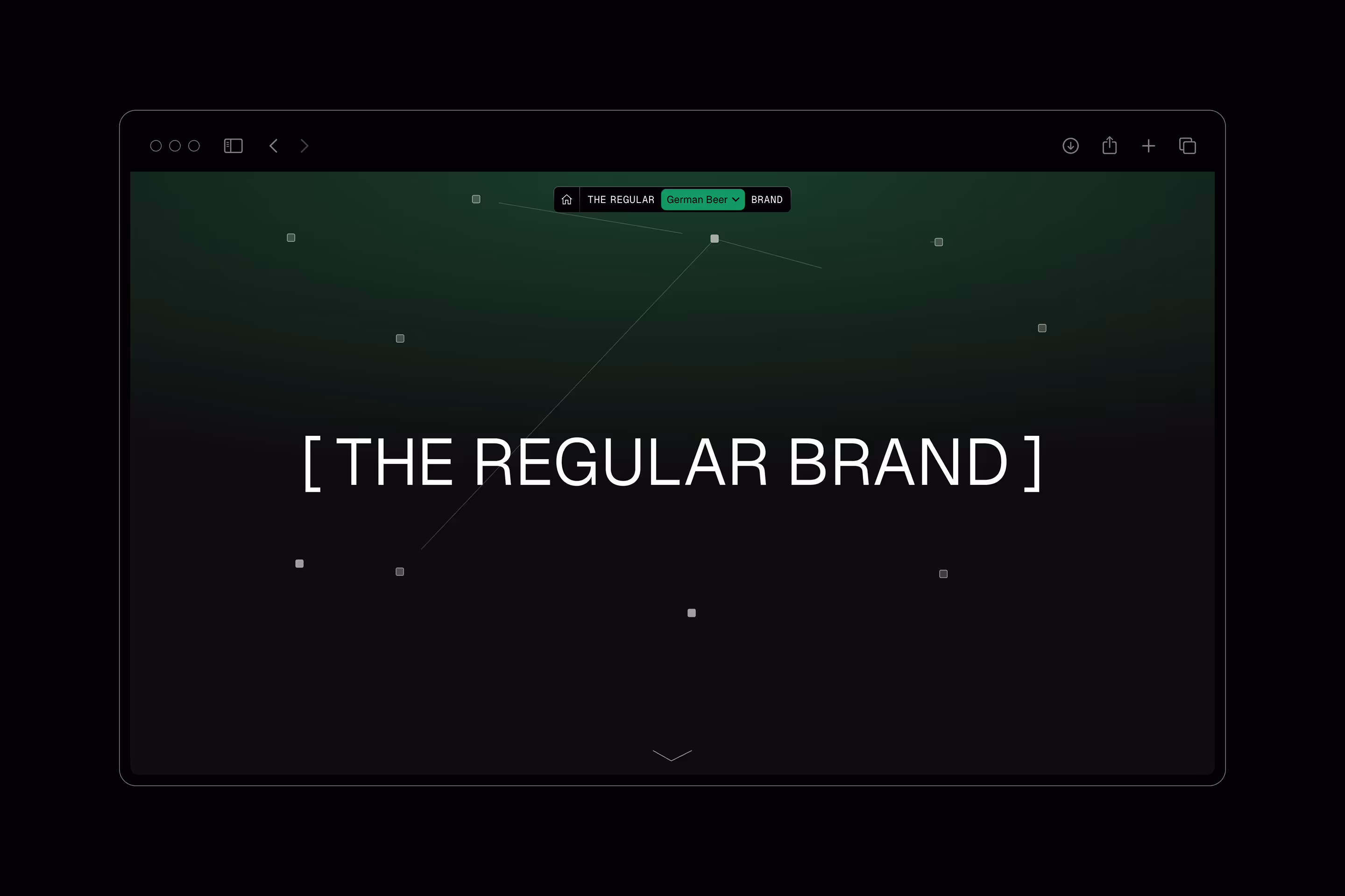 Web browser window displaying a dark graphic with the text '[ THE REGULAR BRAND ]' centered.