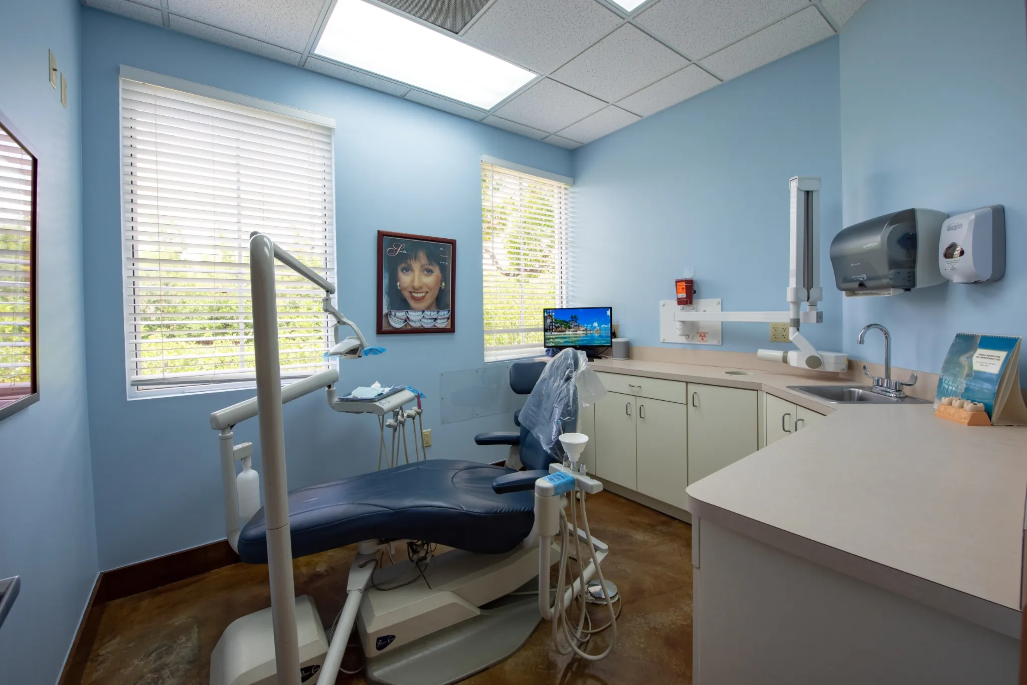 Private dental exam room with modern chair and technology in Davie, FL office