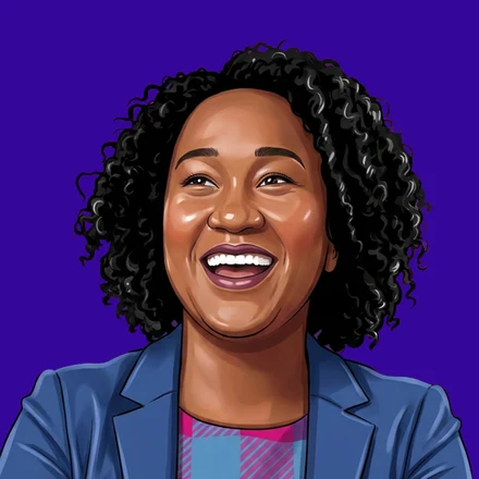 Illustrated portrait of Jerlyn O’Donnell, smiling.