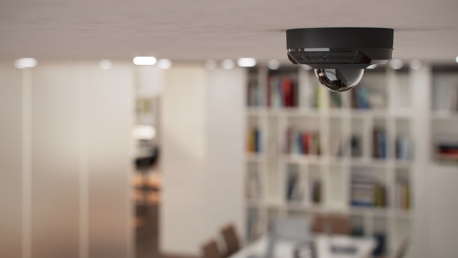 Ajax dome security camera installed in a business office for commercial video surveillance in Houston