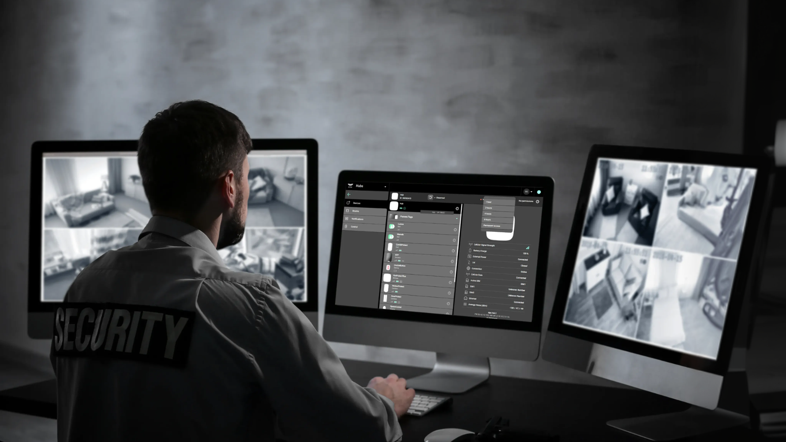 Professional Ajax security monitoring station with video surveillance and system alerts for homes and businesses in Houston