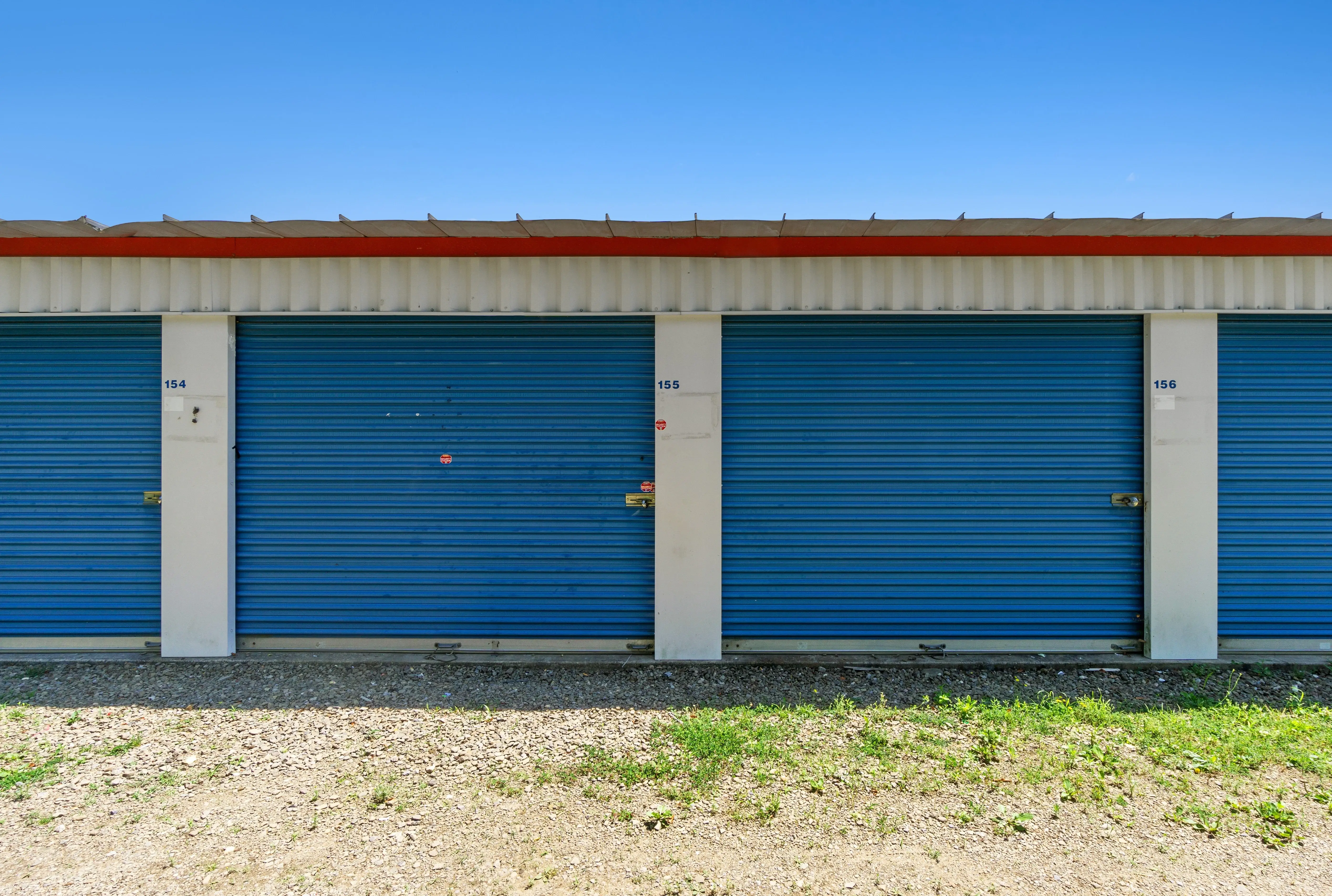 side view of a self storage building in corry, PA with 4 closed storage units