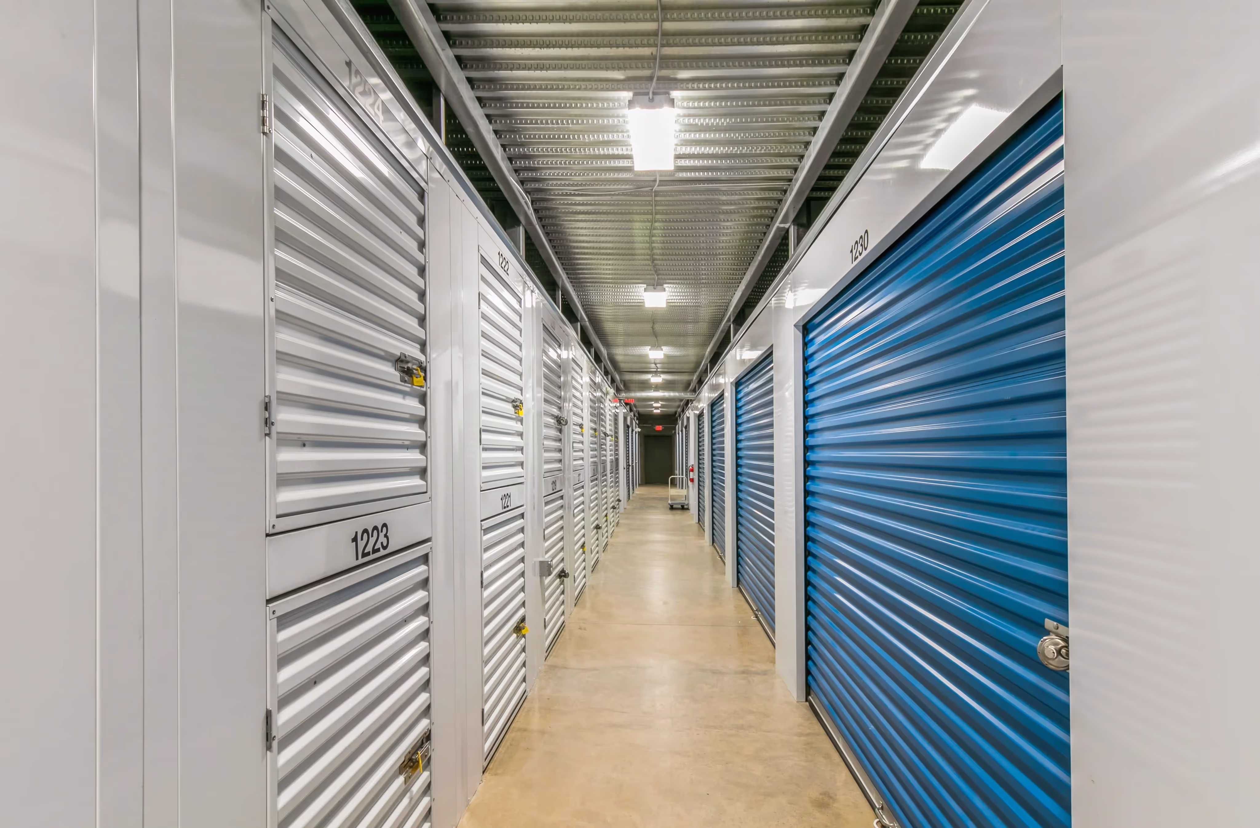 Interior hallway of climate controlled storage units at our Ithaca NY facility near Cornell University