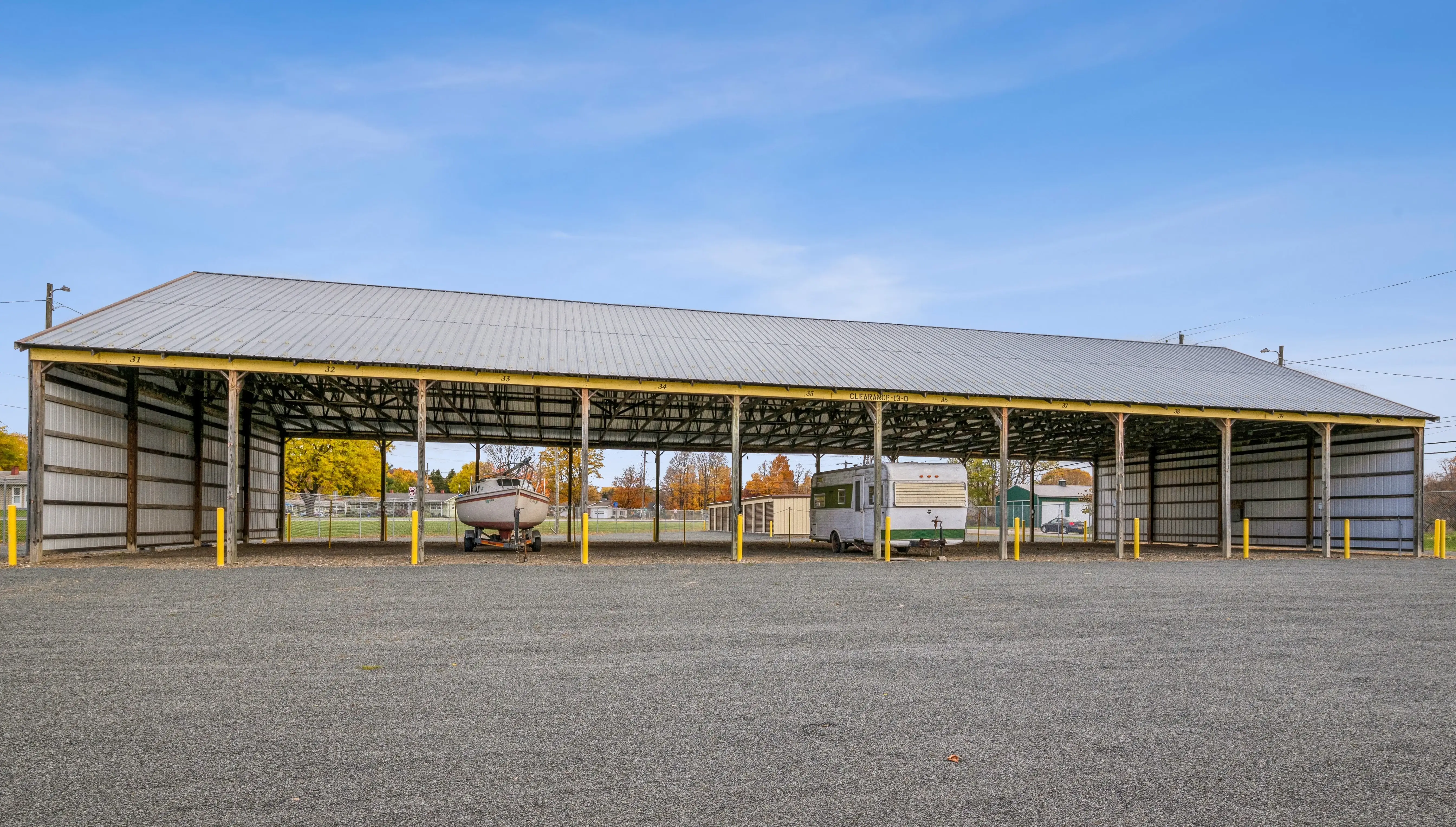 Covered parking structure for RVs and vehicles at our Horseheads NY storage facility