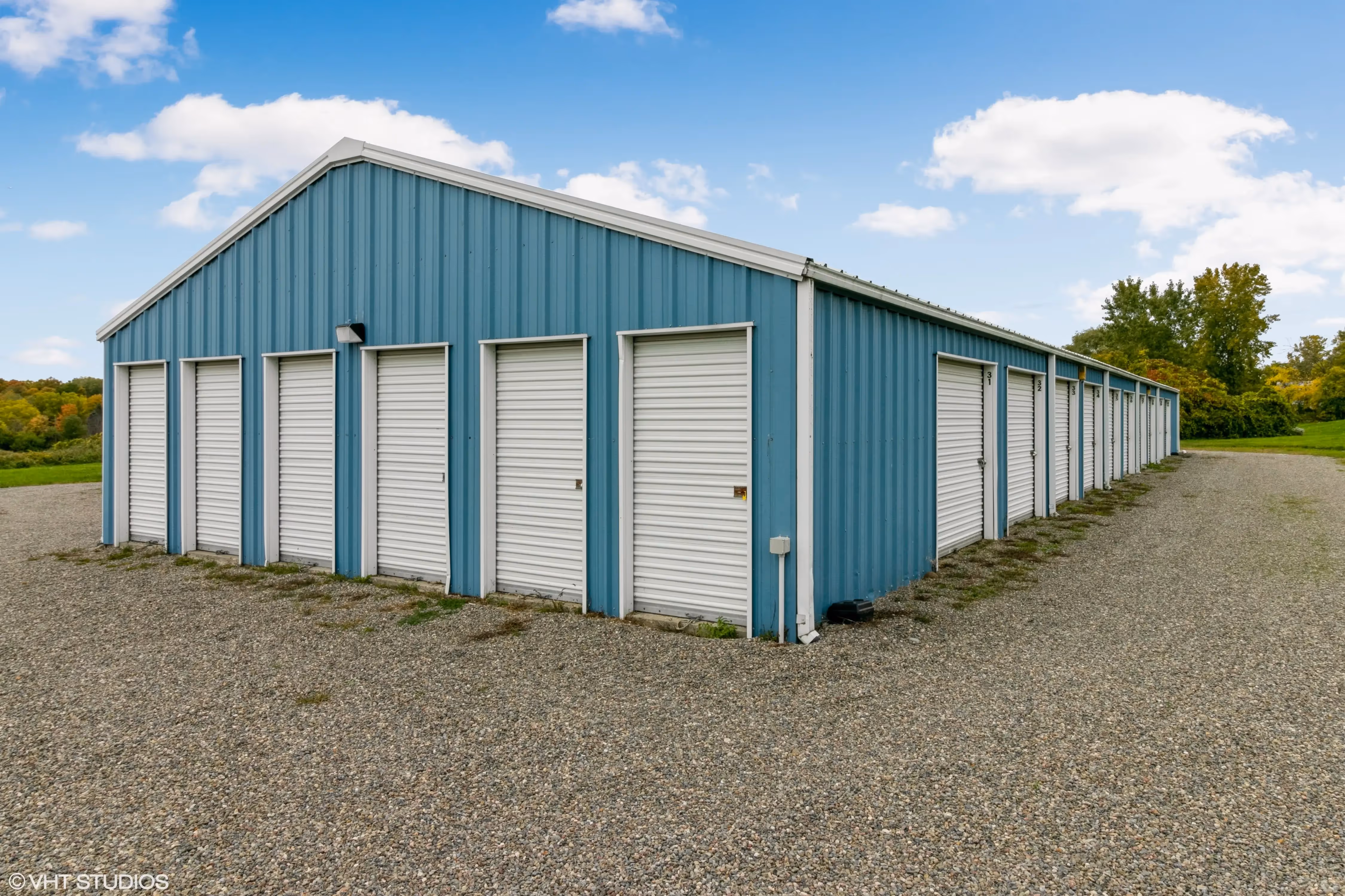 Close up front view of a self storage building in Lansing, NY