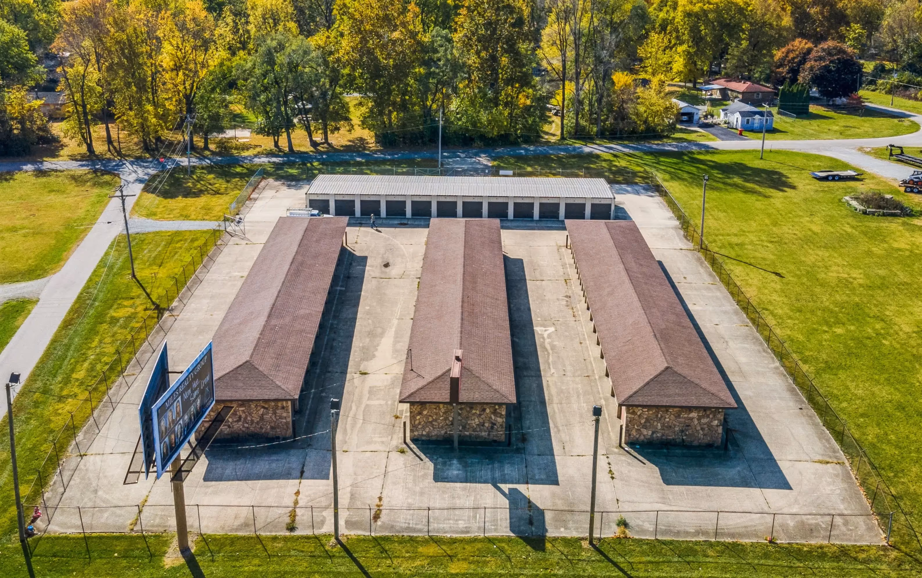Aerial view of a sef storage facility in Peru, IN