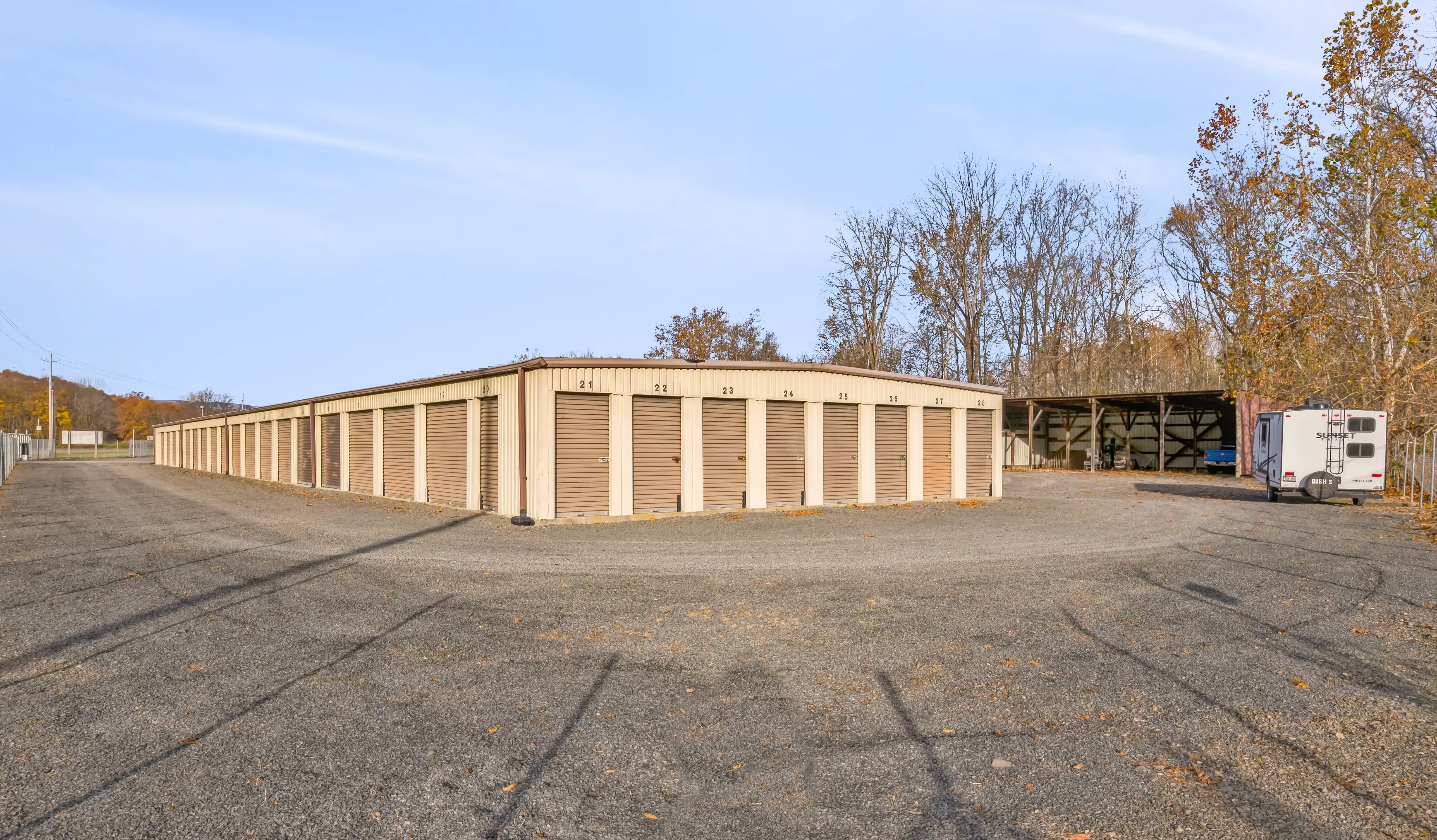 Drive up storage units and covered vehicle parking area in Elmira NY