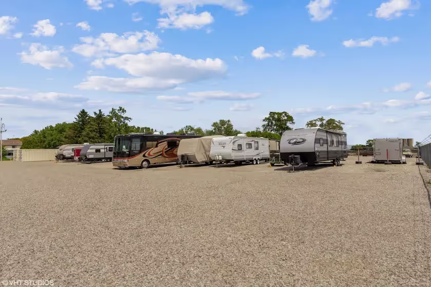 Outdoor vehicle and RV parking area at our Bowling Green Ohio storage facility