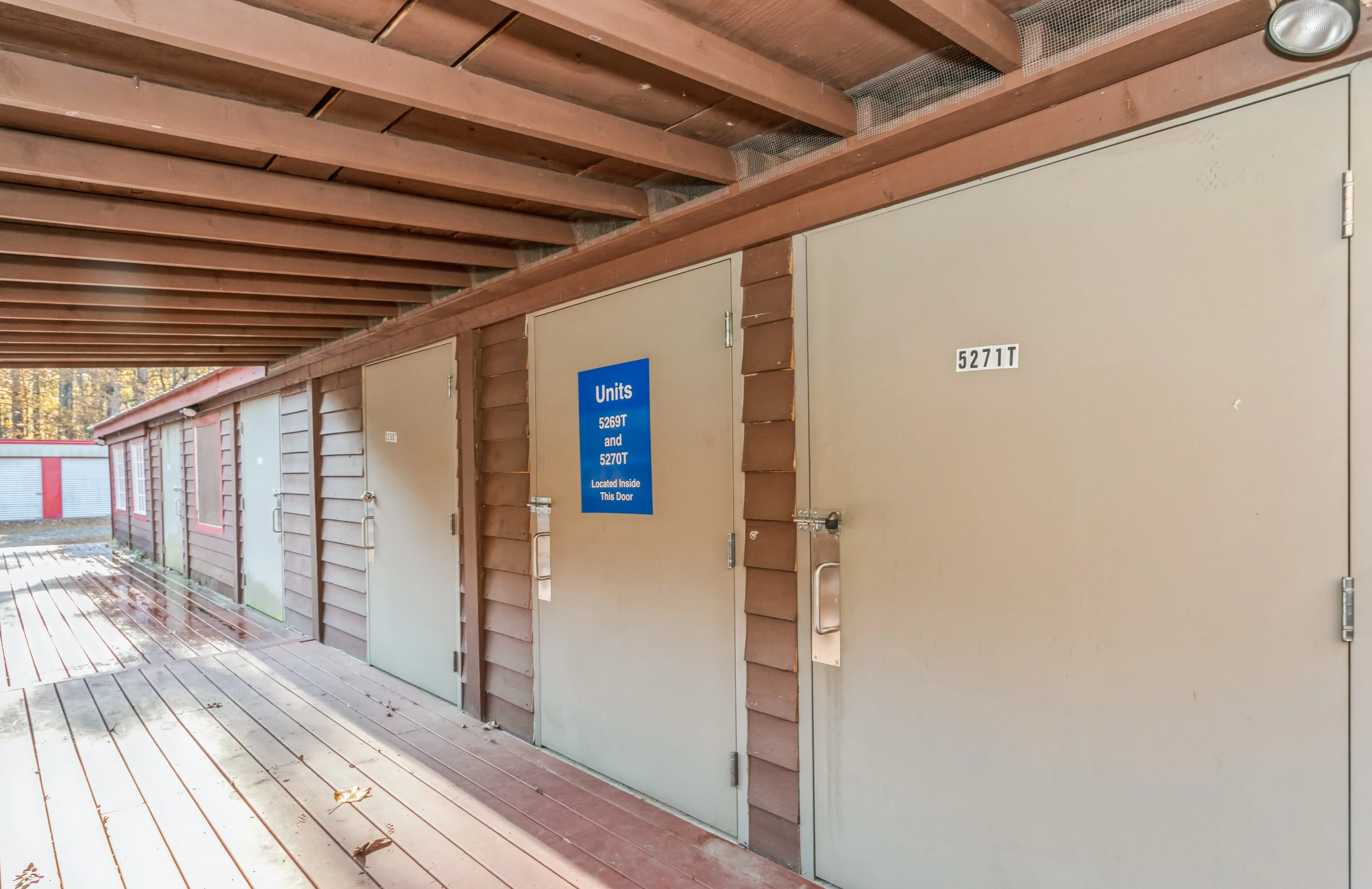 Covered breezeway with interior access storage units at our Ellijay GA storage facility