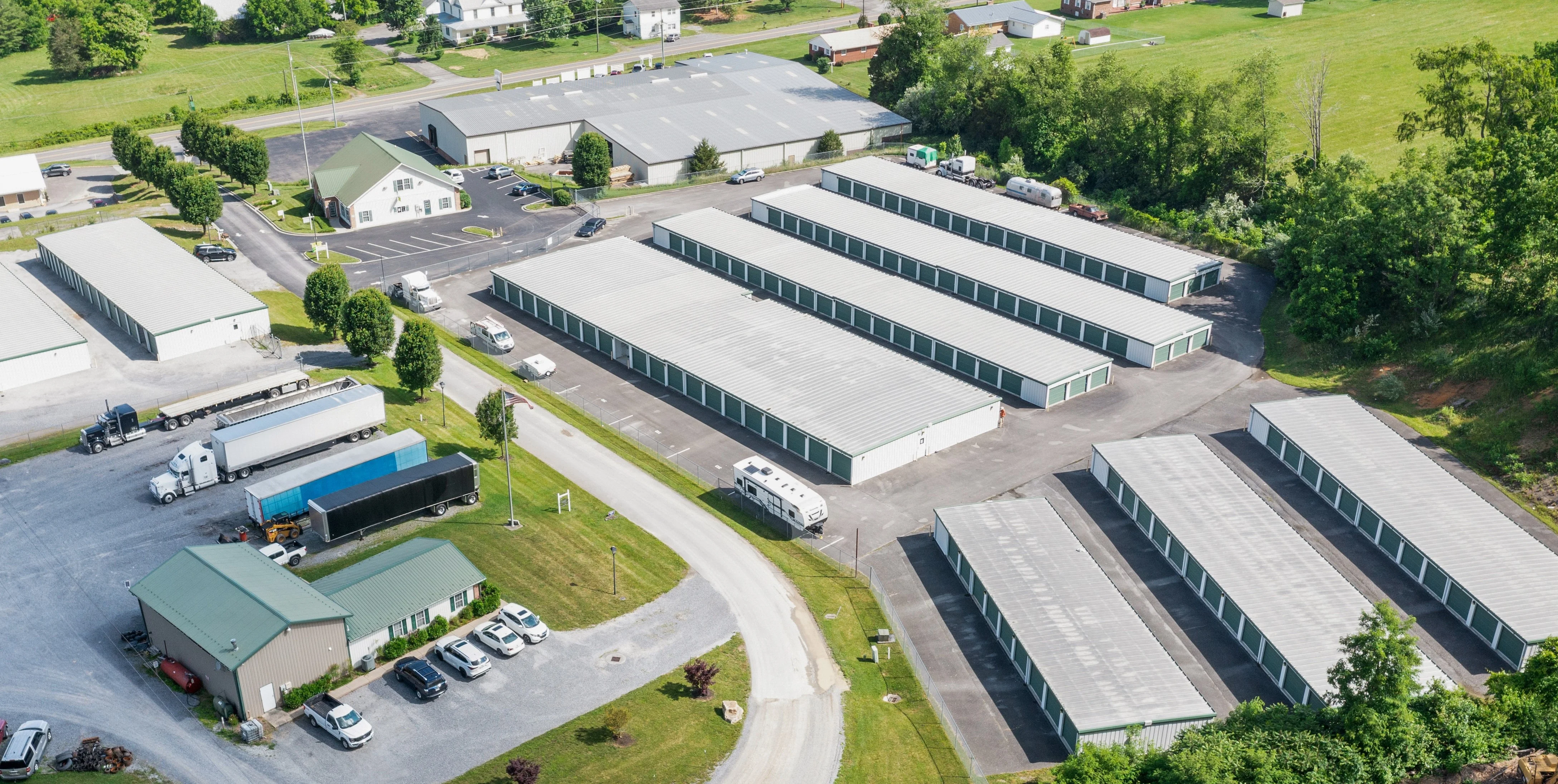 An aerial view of a olt storage self storage facility