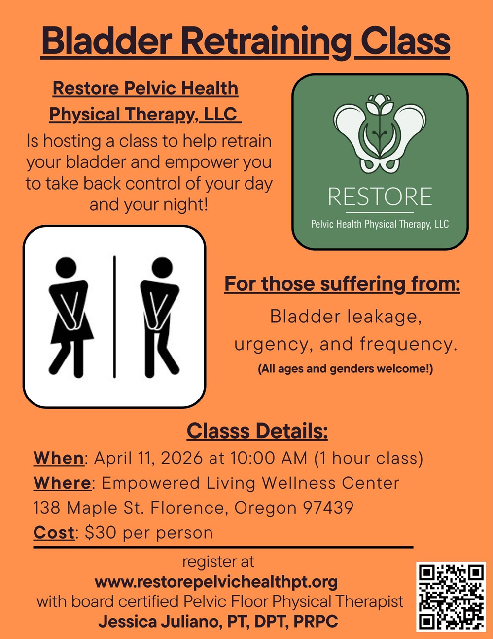 flyer for bladder retraining class in oregon